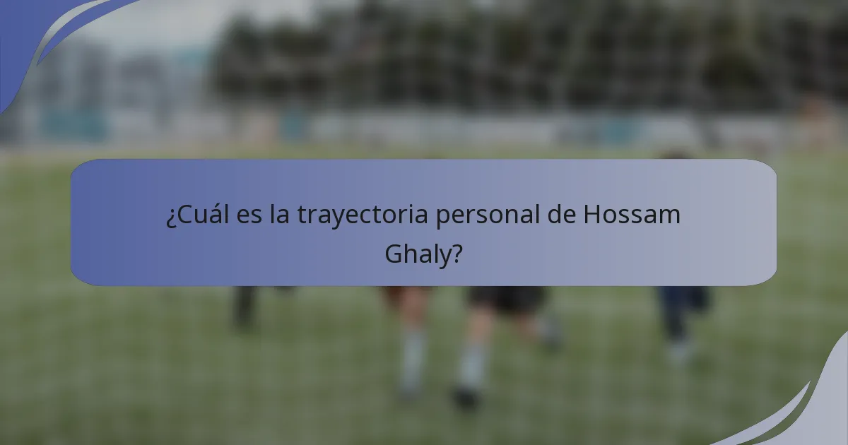 ¿Cuál es la trayectoria personal de Hossam Ghaly?