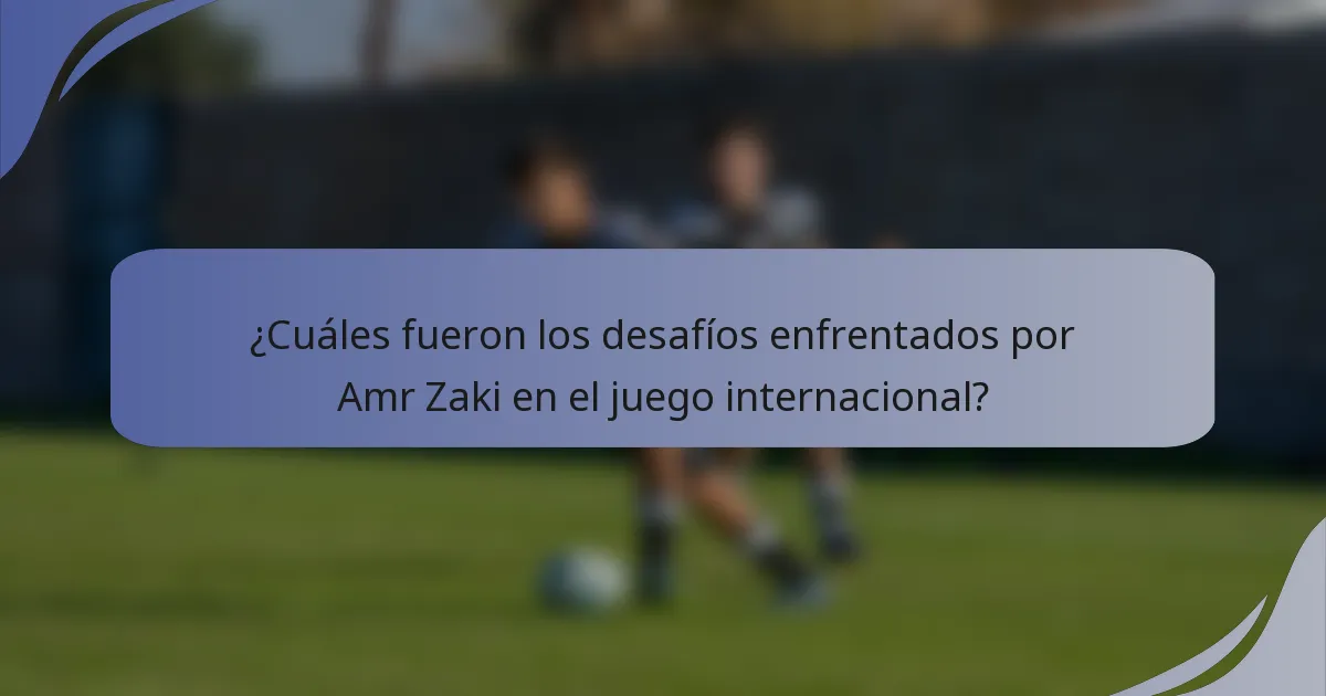 ¿Cuáles fueron los desafíos enfrentados por Amr Zaki en el juego internacional?